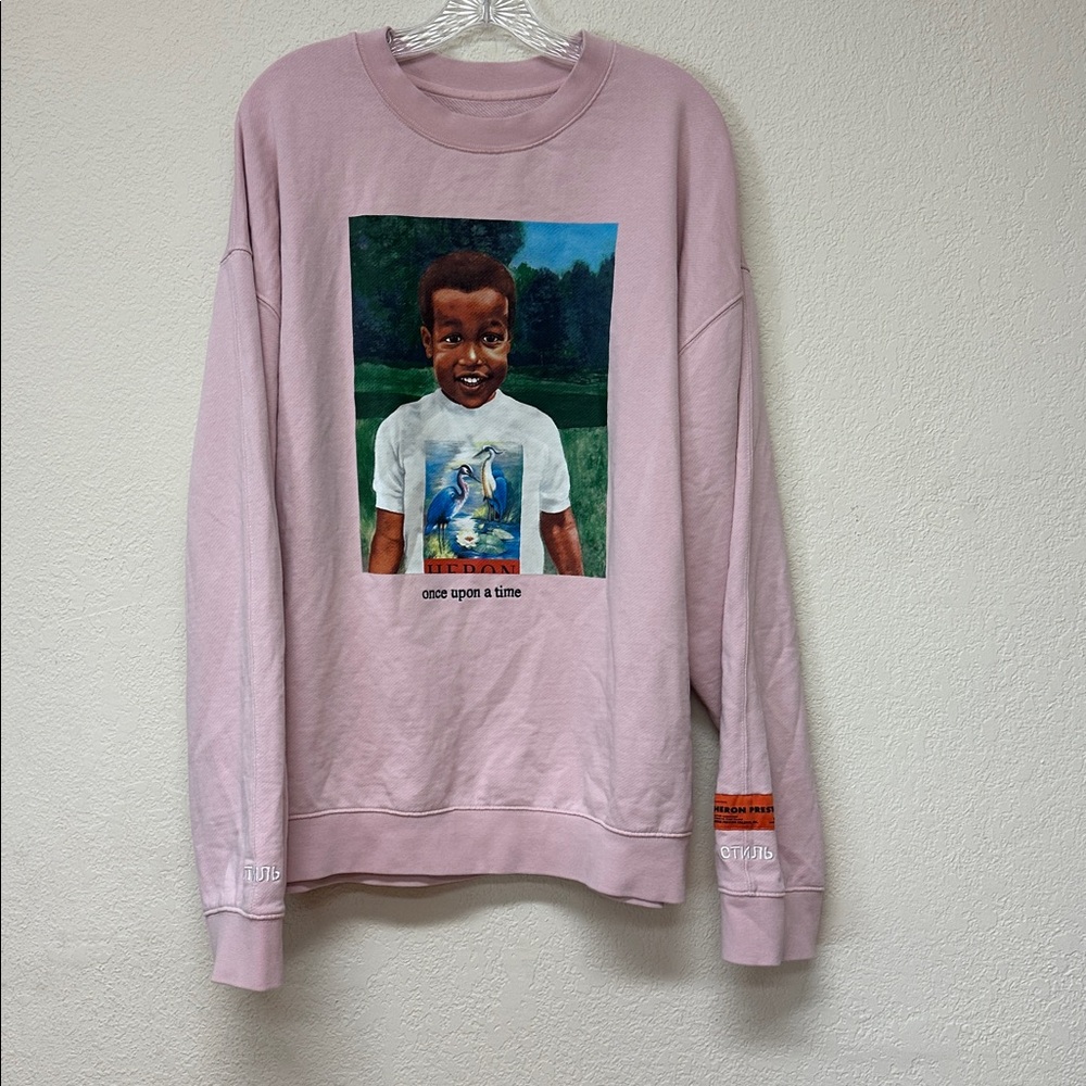 Heron Preston Light Pink baby Graphic sweatshirt size XL - Picture 2 of 8